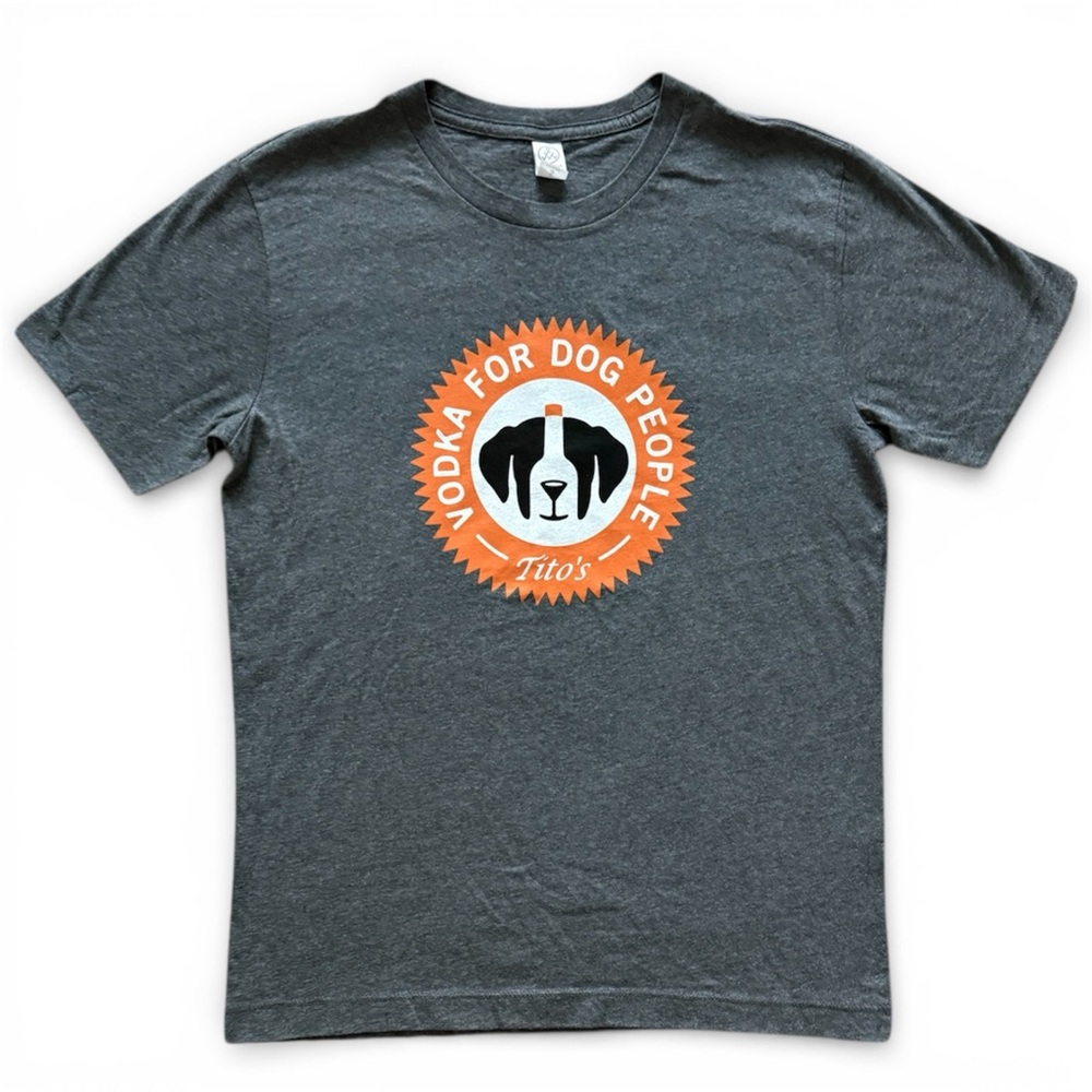 Tito’s Vodka for Dog People T-Shirt Heather Gray Small Ringspun Cotton Tee - Picture 6 of 6
